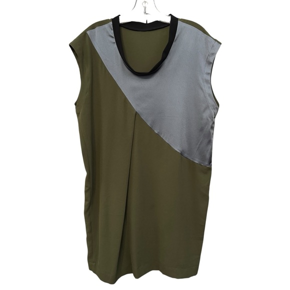 VPL Olive Green Gray Colorblock Sleeveless Tunic Dress Medium - Picture 1 of 6